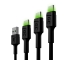 Σετ 3x Καλώδιο USB-C Τύπος C 30cm, 120cm, 200cm LED Green Cell Ray, mε γρήγορη φόρτιση, Ultra Charge, Quick Charge 3.0