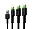 Σετ 3x Καλώδιο USB-C Τύπος C 200cm LED Green Cell Ray, mε γρήγορη φόρτιση, Ultra Charge, Quick Charge 3.0