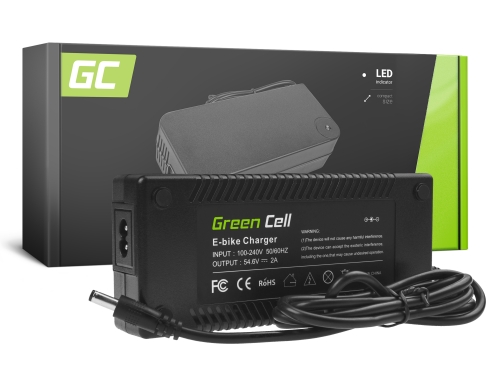 Green Cell 54 54.6V 2A για e-bike 48V Li-Ion μπαταρία με στρογγυλό βύσμα 5.5 * 2.1mm
