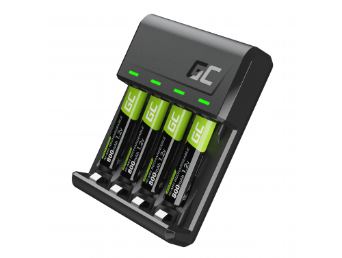 Ρυθμίστε τον Green Cell GC VitalCharger και 4x AAA Ni-MH 800mAh επαναφορτιζόμενες μπαταρίες