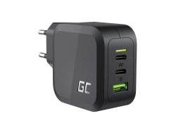 Green Cell Φορτιστής δικτύου 65W GaN GC PowerGan για MacBook, IPhone, Tablet, Nintendo Switch - 2x USB-C, 1x USB-A