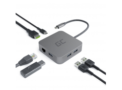 Προσαρμογέας, HUB USB-C Green Cell 6 θύρες (3xUSB 3.0, HDMI 4K, Ethernet) Για Apple MacBook Pro, Air, Dell XPS, HP, Lenovo X1