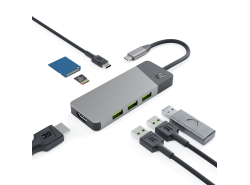 Προσαρμογέας HUB GC Connect 7σε1 3xUSB-A 3.1 HDMI 4K 60Hz USB-C PD 85W Για Apple MacBook M1/M2 Lenovo X1 Asus ZenBook Dell XPS