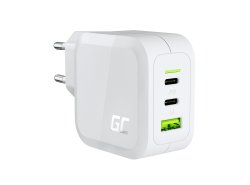 Green Cell Λευκός Φορτιστής δικτύου 65W GaN GC PowerGan για MacBook, IPhone, Tablet, Nintendo Switch - 2x USB-C, 1x USB-A