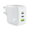 Green Cell Λευκός Φορτιστής δικτύου 65W GaN GC PowerGan για MacBook, IPhone, Tablet, Nintendo Switch - 2x USB-C, 1x USB-A