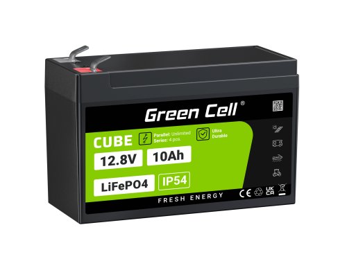 Green Cell CUBE LiFePO4 Μπαταρία 10Ah 12.8V 128Wh LFP μπαταρία λιθίου 12V για παροχή ρεύματος και φωτισμό έκτακτης ανάγκης