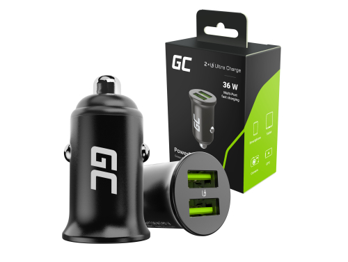 Green Cell Autoladegerät 36W GC PowerRide Nano36 mit 2x USB-A Ultra Charge Schnellladung