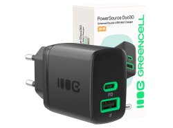 Green Cell PowerSource Duo30 φορτιστής USB/USB-C μαύρος, τροφοδοτικό 30 W με Power Delivery