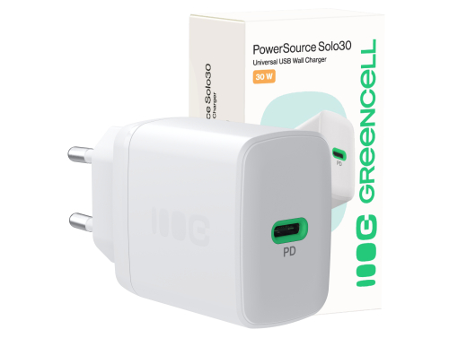 Greencell PowerSource Solo30 Ladegerät USB C weiß Power Adapter 30W Power Delivery