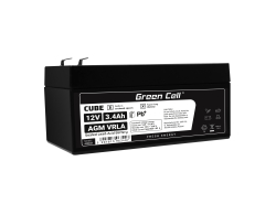 AGM GEL Batterie 12V 3.4Ah Blei Akku Green Cell Wartungsfreie für Kasse und Zähler