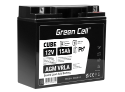 Green Cell® AGM 12V 15Ah Akku VRLA Blei-Batterie Unbemann Fischkutter Boot Scooter Rasentraktor Rasenmäher