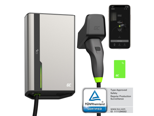 Green Cell GC HabuDen Wallbox 11kW 22kW 32A 5m NFC Τύπος 2 καλώδιο EV σταθμός φόρτισης για ηλεκτρικά αυτοκίνητα GC App BT WiFi