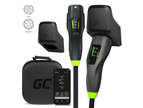 Green Cell GC Habu Φορητός Φορτιστής EV 11kW 7m Τύπος 2 CEE 16A Wallbox με Εφαρμογή + Habu Holder - Βάση καλωδίου φόρτισης EV