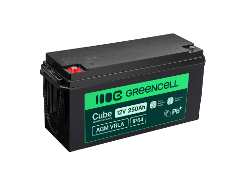 Green Cell Cube AGM VRLA IP54 12V 250Ah χωρίς συντήρηση μπαταρία για τροχόσπιτα, ηλιακή ενέργεια, σκάφη