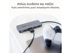 Adapter Basic HUB Greencell USB-A 4in1 (4×USB 3.0) – γρήγορη μεταφορά έως 5 Gb/s, αλουμινένιο περίβλημα