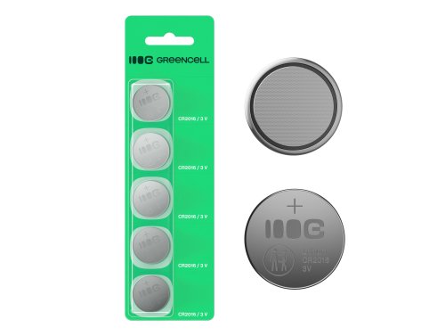 Greencell Blister 5x μπαταρία λιθίου CR2016 3V 80mAh κουμπιού για κλειδί, ρολόι, τηλεχειριστήριο, ζυγαριά