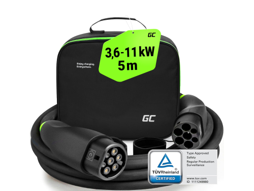 Green Cell Snap τύπου 2 Καλώδιο φόρτισης EV 11kW 5m για Tesla Model 3 S X Y, VW ID.3, ID.4, Kia EV6, Audi E-Tron, Fiat 500e