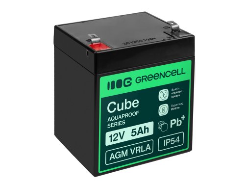 Greencell AGM VRLA 12V 5Ah αδιάφορη μπαταρία για ταμία, παιχνίδια, κάμερες (91x70x102mm)