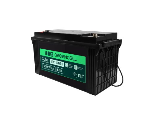 Greencell AGM VRLA 12V 120Ah αυτόματος αναβάθμισης για σκάφη φωτοβολταϊκά πάνελ (173x406x233mm)