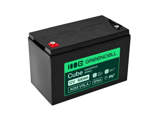 Greencell AGM VRLA 12V 100Ah χωρίς συντήρηση μπαταρία για UPS, ζυγές, τροχόσπιτο (332x175x220mm)