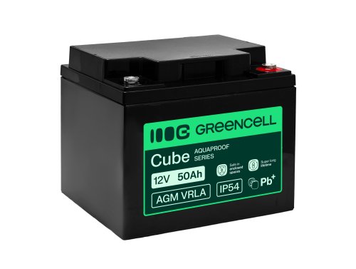 Greencell AGM VRLA 12V 50Ah χωρίς συντήρηση μπαταρία για τροφοδοτικό UPS, ζυγαριά, τροχόσπιτο (197x166x170mm)