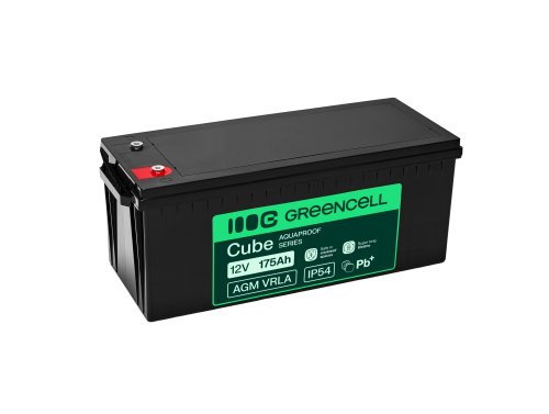 Greencell AGM VRLA 12V 175Ah χωρίς συντήρηση φορτιστής για βάρκες, φωτοβολταϊκά, ηλιακούς συλλέκτες (532x207x220mm)