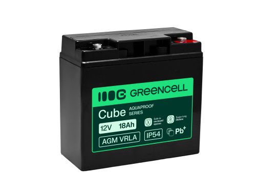 Greencell AGM VRLA 12V 18Ah χωρίς συντήρηση μπαταρία για ταμειακή μηχανή, παιχνίδια, κάμερες (181x77x167mm)